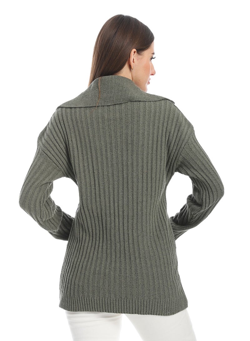 سيزار بلوفر صوف حريمي سادة بياقة وتصميمات متعددة - Image 3