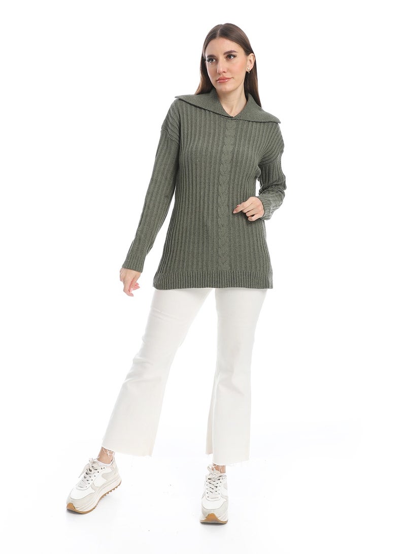 سيزار بلوفر صوف حريمي سادة بياقة وتصميمات متعددة - Image 5