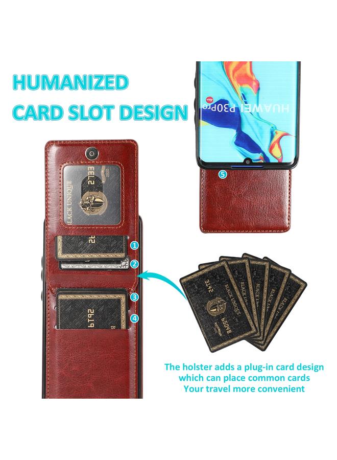 زبون جراب لهاتف Huawei P30 Pro بلون سادة مصنوع من مادة PC + TPU مع حامل وفتحات للبطاقات - Image 5