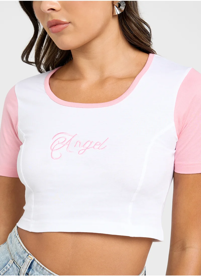 جينجر Contrast Ringer Seam Detail Tshirt