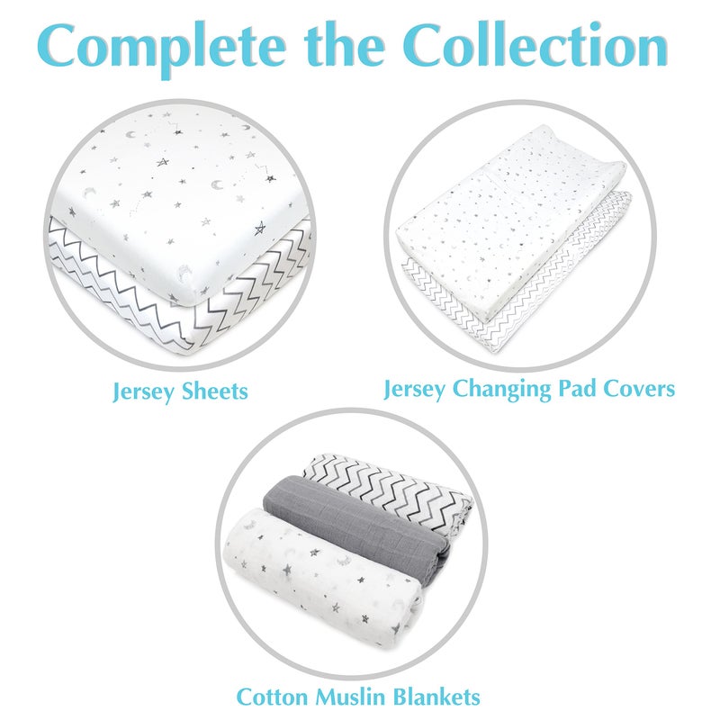 American Baby Company Printed 100% Cotton Knit Fitted Contoured Changing Table Pad Cover - Compatible with Mika Micky Bassinet, Gray Zigzag, for Boys and Girls - Image 2