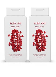 native Native Body Wash for Men & Women, Seasonal | Sulfate Free, Paraben Free, Dye Free, with Naturally Derived Clean Ingredients Leaving Skin Soft and Hydrating, Sweet Cinnamon Hearts 18 oz - 2 Pk 