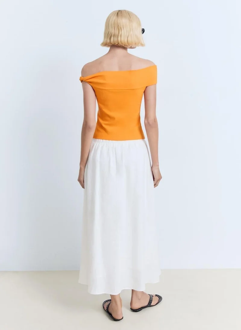 MANGO Asymmetrical strapless top