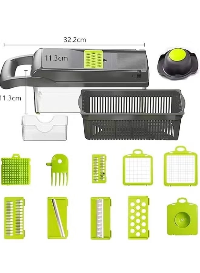 Imported 16-Piece Vegetable & Fruit Chopper Multi-Function with Interchangeable Blades Stainless Steel & Plastic - Image 3