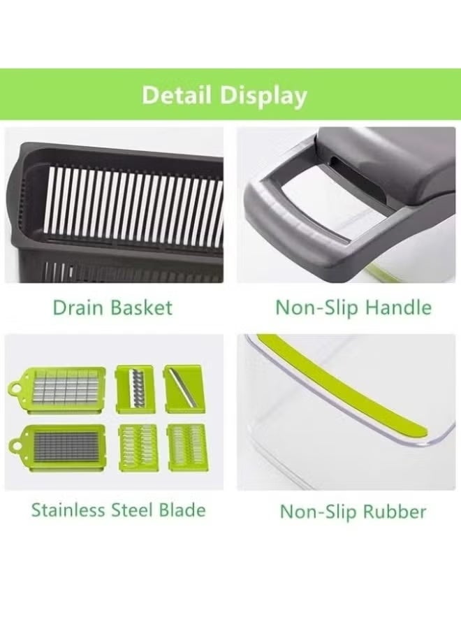 Imported 16-Piece Vegetable & Fruit Chopper Multi-Function with Interchangeable Blades Stainless Steel & Plastic - Image 4