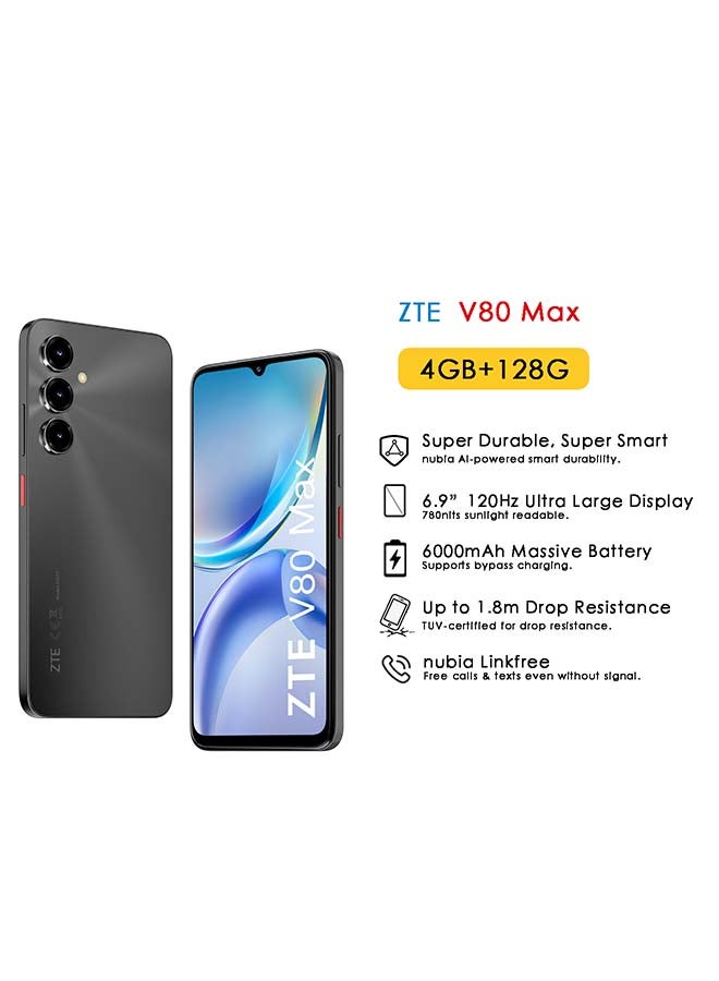 ZTE V80 Max 6.9-inch Space Black HD+ 120Hz 4G+4G RAM 128GB 6000mAh 50MP AI Triple Camera - International Version - Image 1