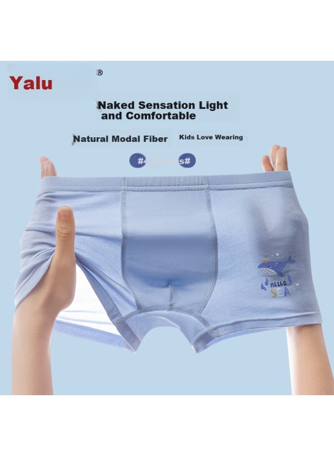 Yalu Children's Modal Boxer Briefs For Boys, Teenagers, And Adolescents, Antibacterial Underwear For Boys Without Cutting A-class Underpants - Image 1