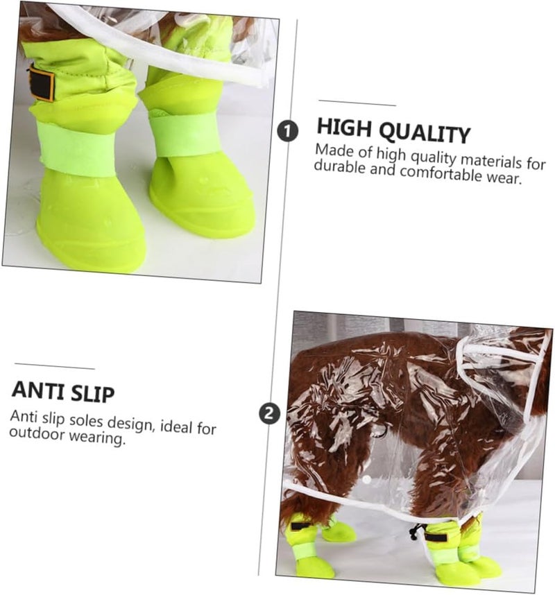 Pet Rain Boots Waterproof Non-Slip Dog Shoes Silicone Galoshes XL for Medium Large Dogs Outdoor Protective Footwear in Fluorescent Green - Image 3
