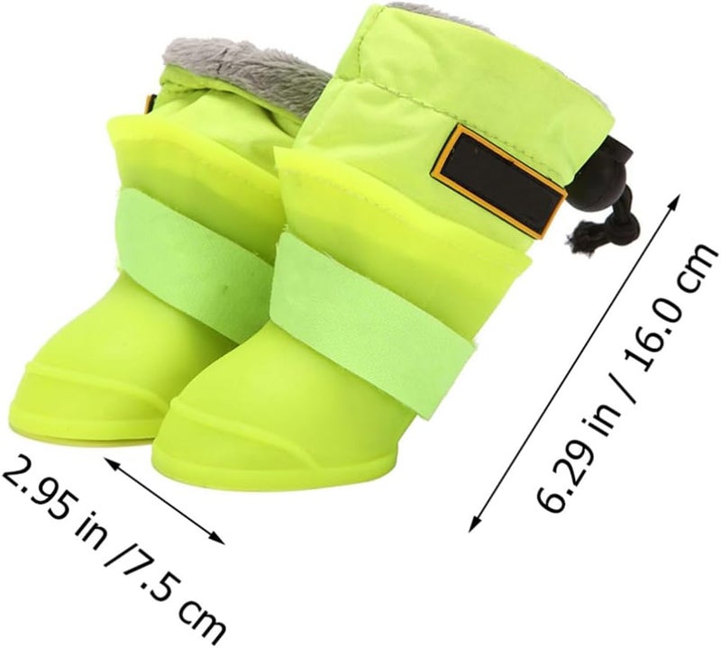 Pet Rain Boots Waterproof Non-Slip Dog Shoes Silicone Galoshes XL for Medium Large Dogs Outdoor Protective Footwear in Fluorescent Green - Image 2