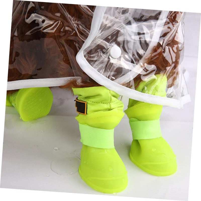 Pet Rain Boots Waterproof Non-Slip Dog Shoes Silicone Galoshes XL for Medium Large Dogs Outdoor Protective Footwear in Fluorescent Green - Image 4