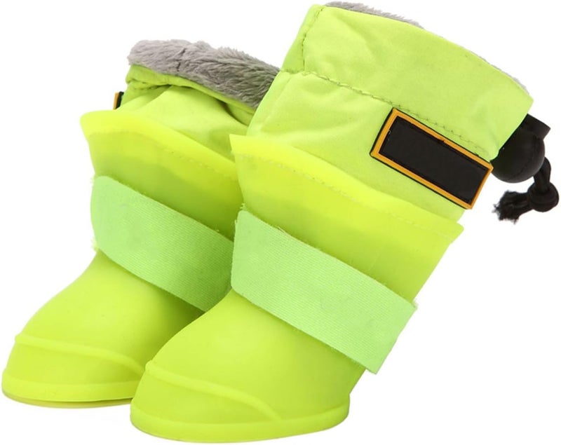 Pet Rain Boots Waterproof Non-Slip Dog Shoes Silicone Galoshes XL for Medium Large Dogs Outdoor Protective Footwear in Fluorescent Green - Image 1