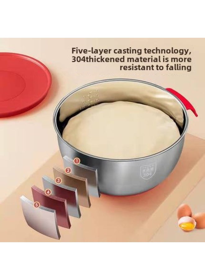 Generic - 304 Egg Beating Basin With Silicone Base Salad Cooking Basin Thickened And Deepened With Lid Baking Cake Beating Egg White-Specifications:Mother And Child Cover-Color:24cm - Image 1