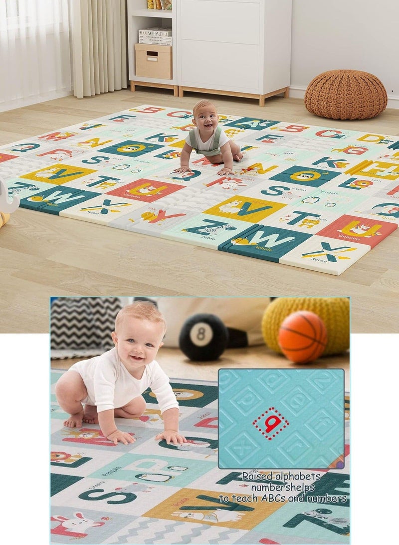 MissTiara سجادة زحف للأطفال، 200 × 180 × 1 سم، سجادة أرضية غير سامة، سجادة لعب للأطفال مقاومة للماء على الوجهين للأولاد والبنات الصغار - Image 4