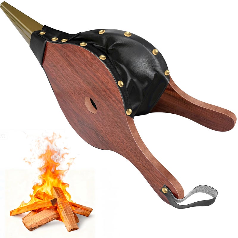AMAGABELI GARDEN & HOME Amagabeli Fireplace Bellows Indoor 16"x 7" for Wood Bellow Stove Fire Air Blower for Fire Pit Bellows Outdoor Cooking Camping Nozzle BBQ Charcoal Grill Chimney Barbeque Fire Tools with Hanging Strap - Image 1