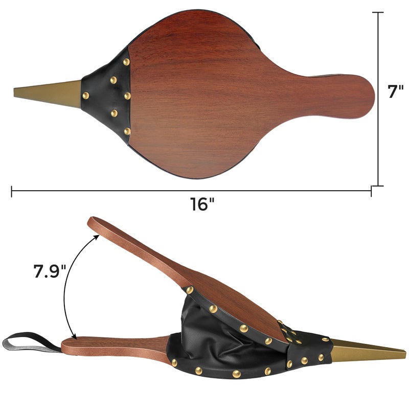 AMAGABELI GARDEN & HOME Amagabeli Fireplace Bellows Indoor 16"x 7" for Wood Bellow Stove Fire Air Blower for Fire Pit Bellows Outdoor Cooking Camping Nozzle BBQ Charcoal Grill Chimney Barbeque Fire Tools with Hanging Strap - Image 2