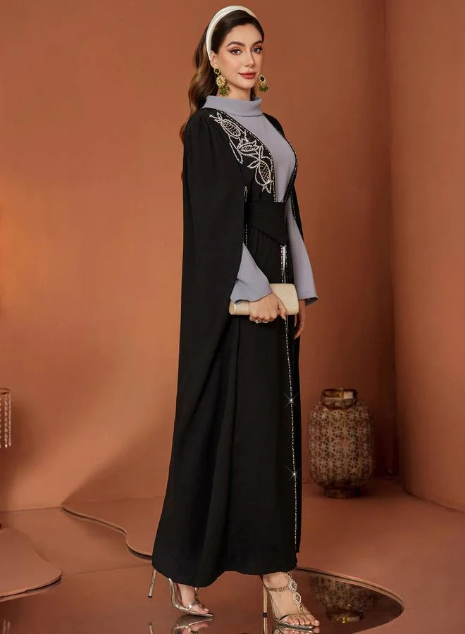 تايك تو Women Rhinestone Embellished Kimono with Inner Dress Set