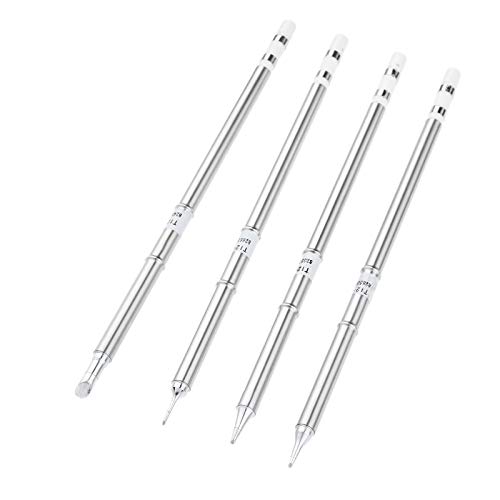 Yetaha 4 Pcs T12 Solder Iron Tips, Welding Tool Replacement for FX-951 FX-952, Hakko Soldering Rework Station for T12-C4 T12-BC1 T12-D12 T12-BC1 - Image 1