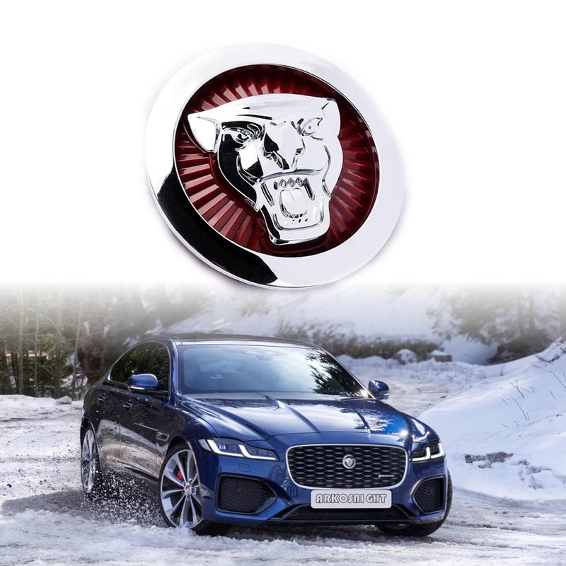 ARKOSKNIGHT Emblem Compatible with XE XF XJ FType FPACE Front Center Grille Emblem 338inch Car Badge Emblem Front Emblem RedChrome
