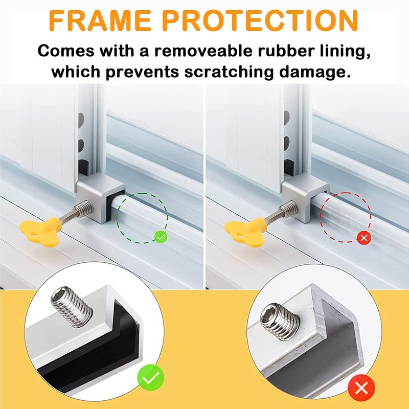 FIRAWER Window Locks 4 Sets Sliding Window Locks Window Stoppers for Vertical Horizontal Slide Door Adjustable Security Locks for Patio Bedroom Home and Office YELLOW - Image 4