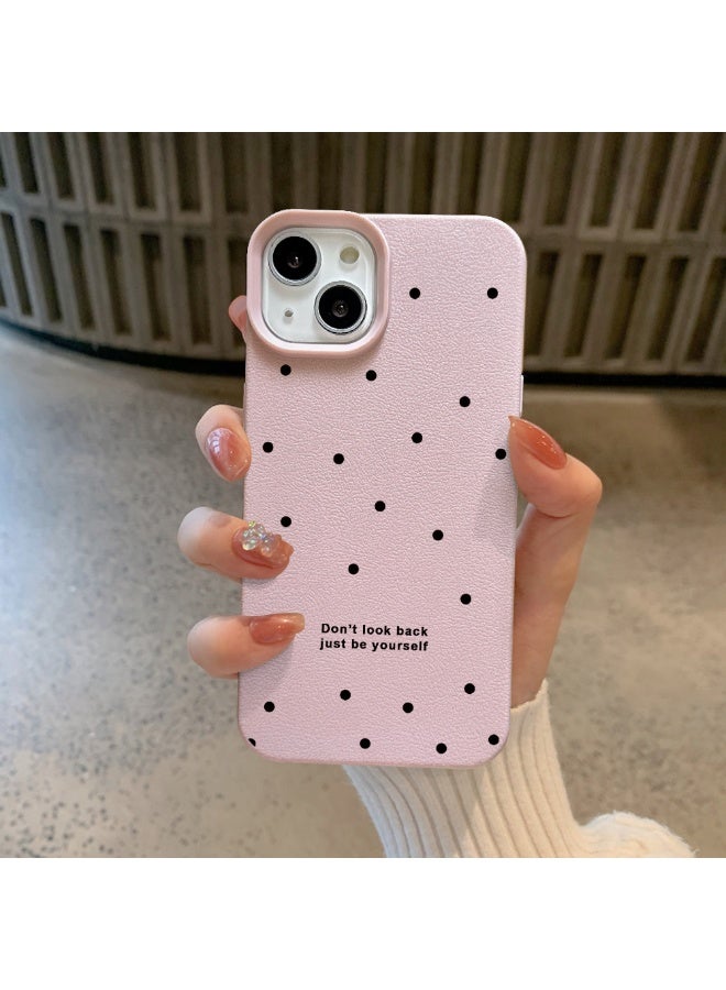 NIBEMINENT Full Screen Polka Dot Letters Protective TPU Case Cover For iPhone 15 Pro, Pink