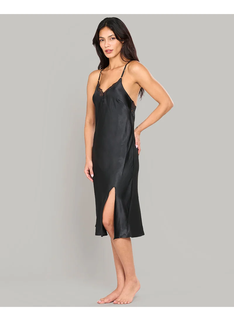 La Senza La Senza Mid-Length Satin Slip With Lace Trim