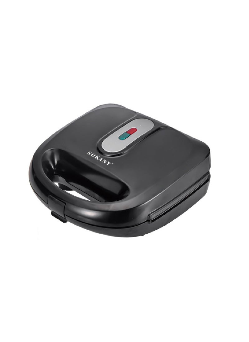 sokany - Electric Sandwich Maker 750 Watt 6 slices in 1, Donut, Nuts, Waffle, Shells, Sandwich, Bread Slices, Pan-fried Steak, Large size, Non-stick and Removable plates, SK-908 Black - Image 1