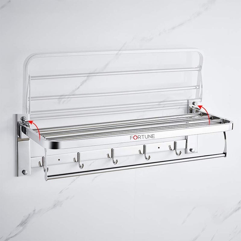 Fortune FORTUNE Luxurious Stainless Steel Folding Towel Rack Towel Stand Towel Hanger Towel Holder Rack Shelf Bathroom Accessories Square 18 Inch  - Image 5