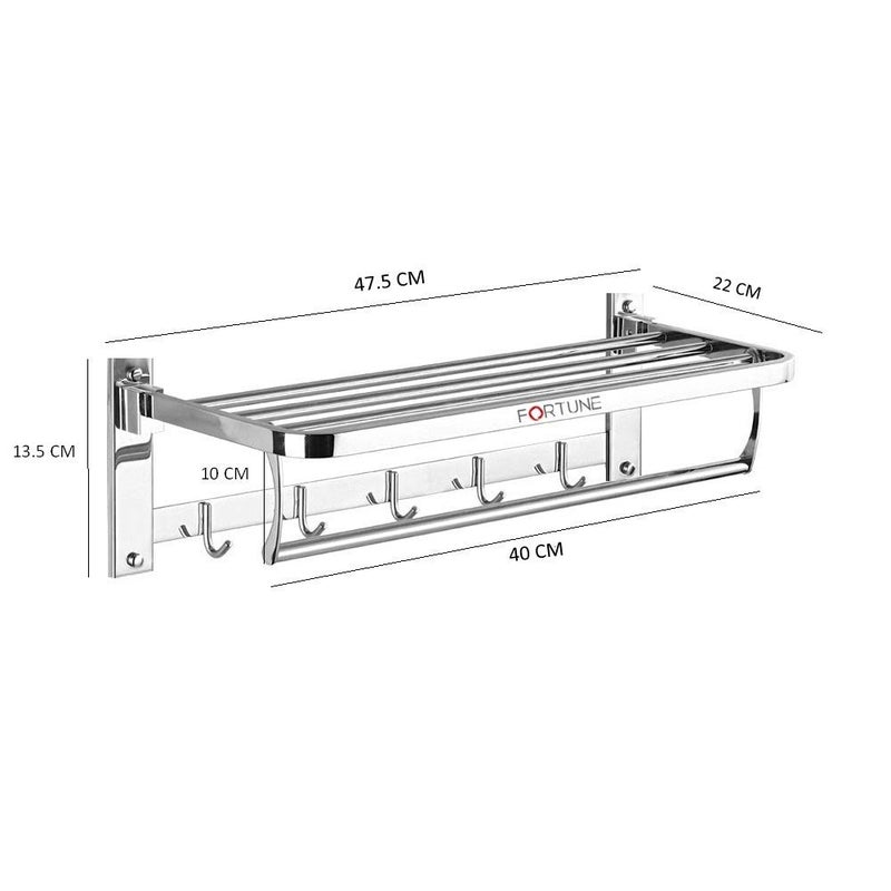 Fortune FORTUNE Luxurious Stainless Steel Folding Towel Rack Towel Stand Towel Hanger Towel Holder Rack Shelf Bathroom Accessories Square 18 Inch  - Image 3