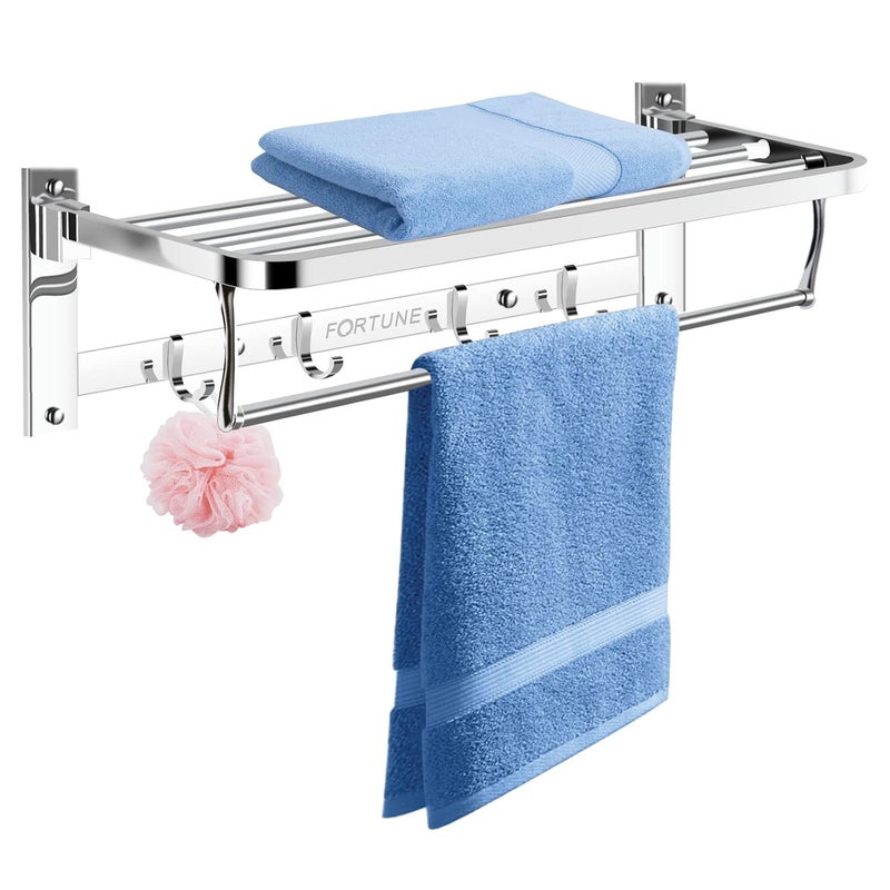 Fortune FORTUNE Luxurious Stainless Steel Folding Towel Rack Towel Stand Towel Hanger Towel Holder Rack Shelf Bathroom Accessories Square 18 Inch  - Image 2