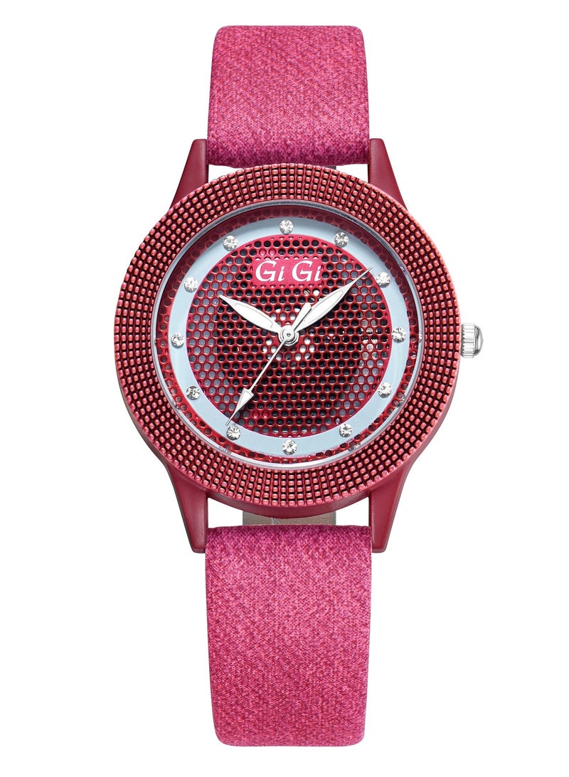 جيجي ساعة يد نسائية من جيجي انالوج بسوار جلدي وكريستال - Image 1