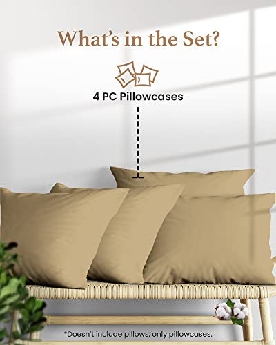 Good Sleep Bedding 1000 TC Taupe King Pillowcases Set of 4 100 Egyptian Cotton Pillow Cases with Long Staple Cotton Sateen Weave Silky Soft Hotel Like Bed Pillow Covers for Comfy Sleeping Snug Fit - Image 3