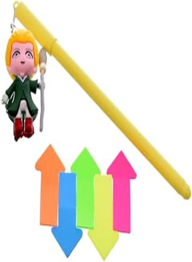 Winbook WN-NF03 Super Sticky Tabs Arrow Shape Pack of 5 Blocks 10 Sheets Per Block Assorted Colors with Cute Blue Ink Pen for Messages, Notes and Tasks - Multi Color