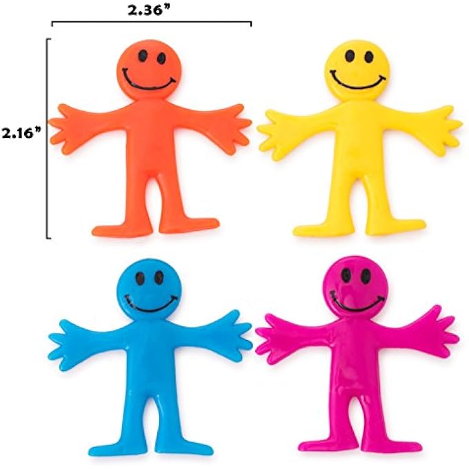 Stretchy Happy Man (Set of 36) Sensory Gel for Kids and Adults, Stress and Anxiety Relief Fidget s for Autism and ADHD, Cute, Colorful Party Favor with Colorful Box [Ages 3]