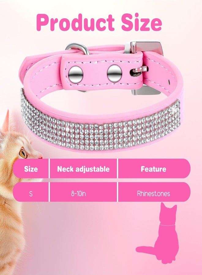 Thrymme Small Cat Collar, Soft Velvet Rhinestone Breakaway Cat Collar, Adjustable 8-11 Inch Pink Glitter Cat Collar for Girl Cats, Kitten, Small Medium Large Cat - Image 4