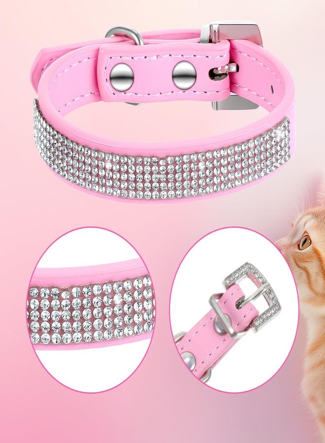 Thrymme Small Cat Collar, Soft Velvet Rhinestone Breakaway Cat Collar, Adjustable 8-11 Inch Pink Glitter Cat Collar for Girl Cats, Kitten, Small Medium Large Cat - Image 5