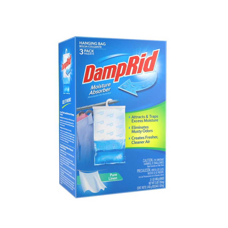 DampRid DampRid Hanging Bag Moisture Absorber for Closets Pure Linen 3 Pack 16 oz Each Traps Excess Moisture for Fresher Cleaner Air 