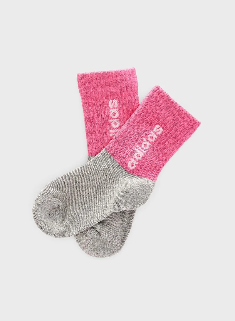 Adidas 3 Pack Linear Kids Crew Socks