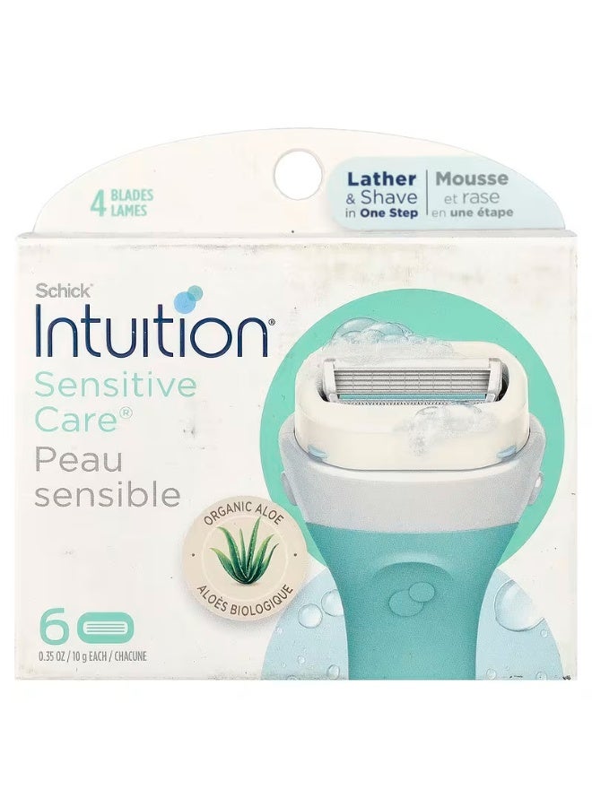 schick INTUITION Schick Refill, Razors for Women Sensitive Skin | Intuition Razor Blades Refill with Organic Aloe, Razor Refills , 6 Count (Pack of 1)