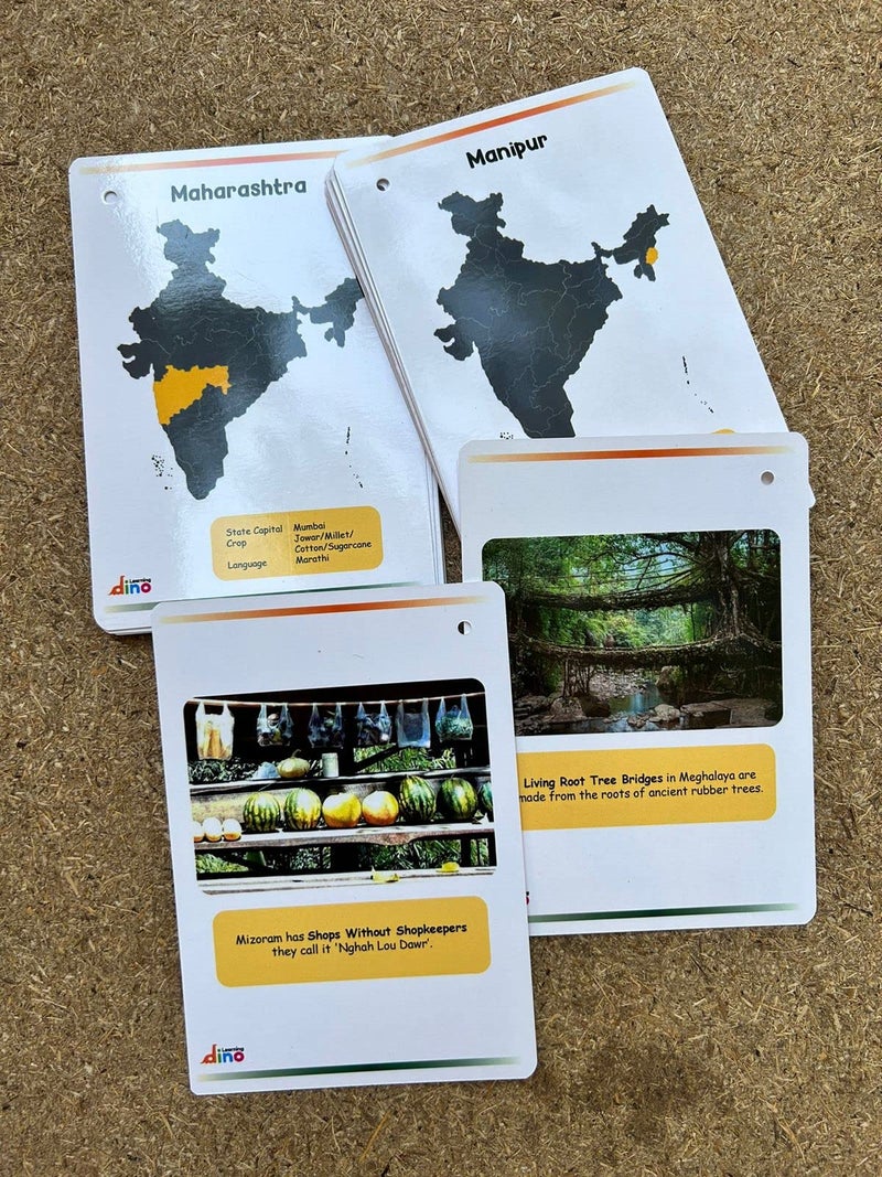 Learning Dino India States and Capital Flashcards | India States & Union Territories Flashcards - 36 Flashcards with Ring - Image 4