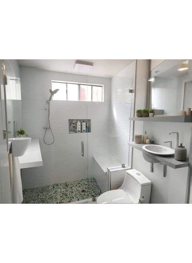Hominter 11-Sheets Glazed Ceramic Pebble Backsplash Wall Tiles, Bathroom Porcelain Floor Tile - Blue/Cream/Coffee PPT009 - Image 2
