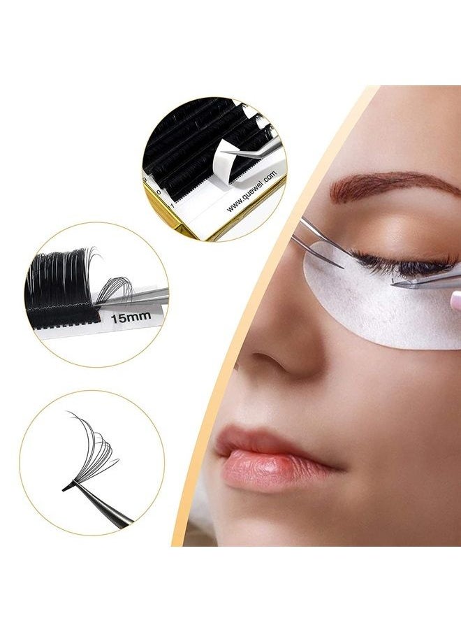 QUEWEL - Volume Eyelash Extensions | 0.03-0.12mm | C/CC/D/DD Curl | 8-25mm Length | Easy Fan 2D-20D Self Fanning Volume Lashes 0.03D Mix-8-15mm Long Lasting Blooming Lashes - Image 1