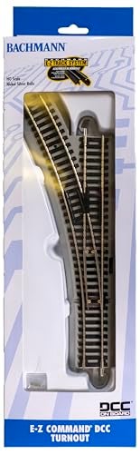 Bachmann Trains EZ COMMAND DCC EQUIPPED TURNOUT LEFT NICKEL SILVER EZ TRACK With Grey Roadbed HO Scale Medium - Image 1