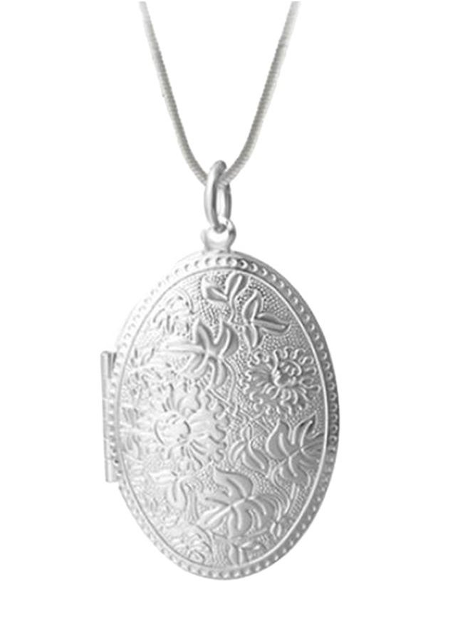 NIBEMINENT Sterling Silver Photo Locket Necklace 