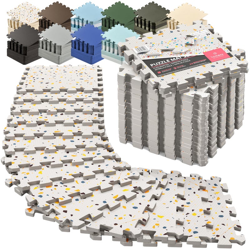 bemaxx Gym Mats Set - 18 pcs EVA Interlocking Foam Floor Tiles (12.6"x12.6"x0.4") 18sqft Protective Gym Flooring Sports Home Workout Exercise Mats Puzzle Garage Fitness Play-Room Pool Treadmill Bike - Image 1