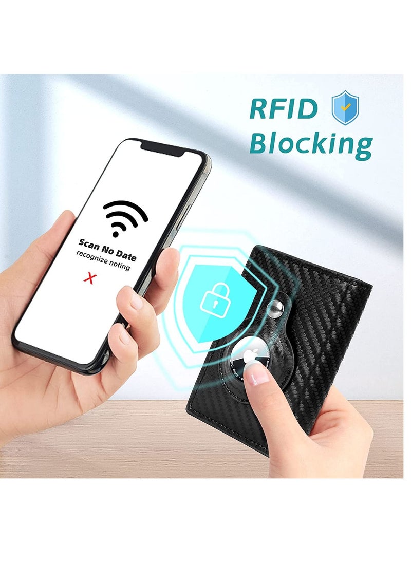 Generic - AirTag Wallet for Men Card Holder RFID   Blocking Smart Air Tag Leather Wallet with Apple Airtag Holder - Image 1