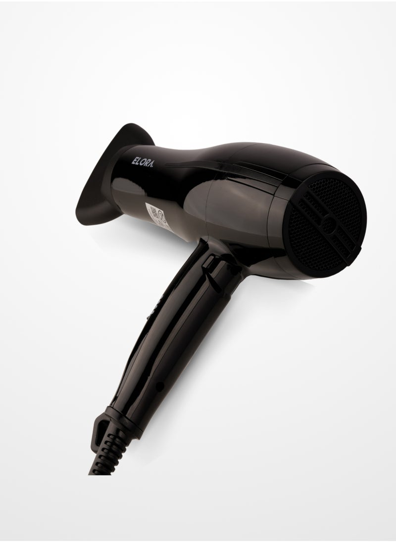 ELORA - Elora 2 in 1 Professional Hair Dryer Set, Powerful 2000 Watt Quick Drying Salon Hairdryers With Straightener Set ELPC-1601 Black - Image 1