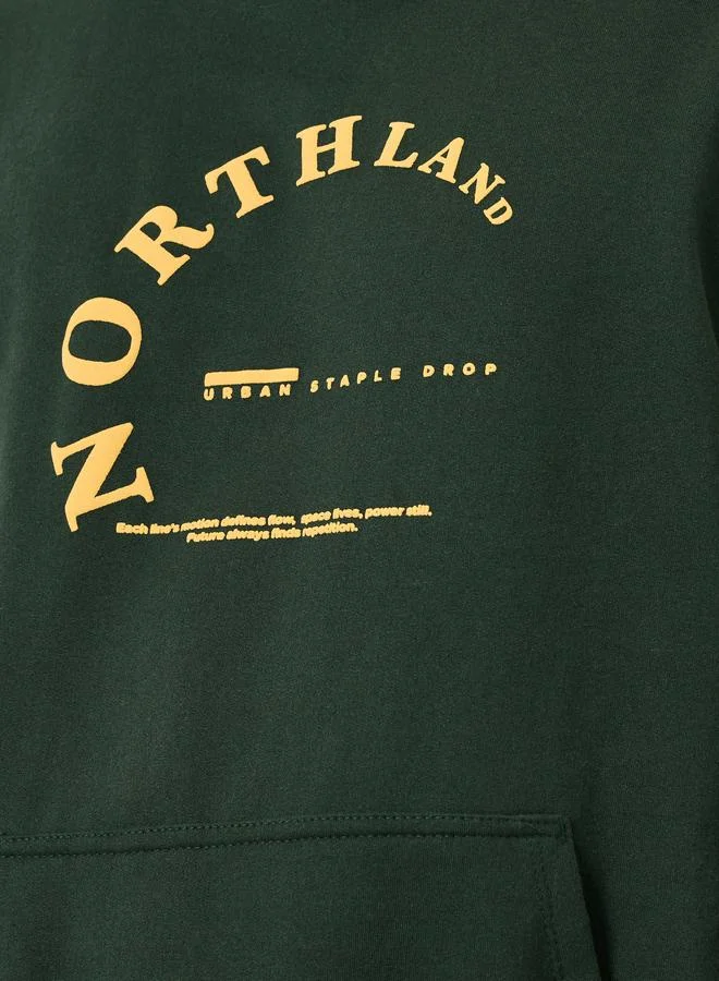 Styli  Men Green Graphic Print Relaxed Hoodie for Men | Best Price UAE