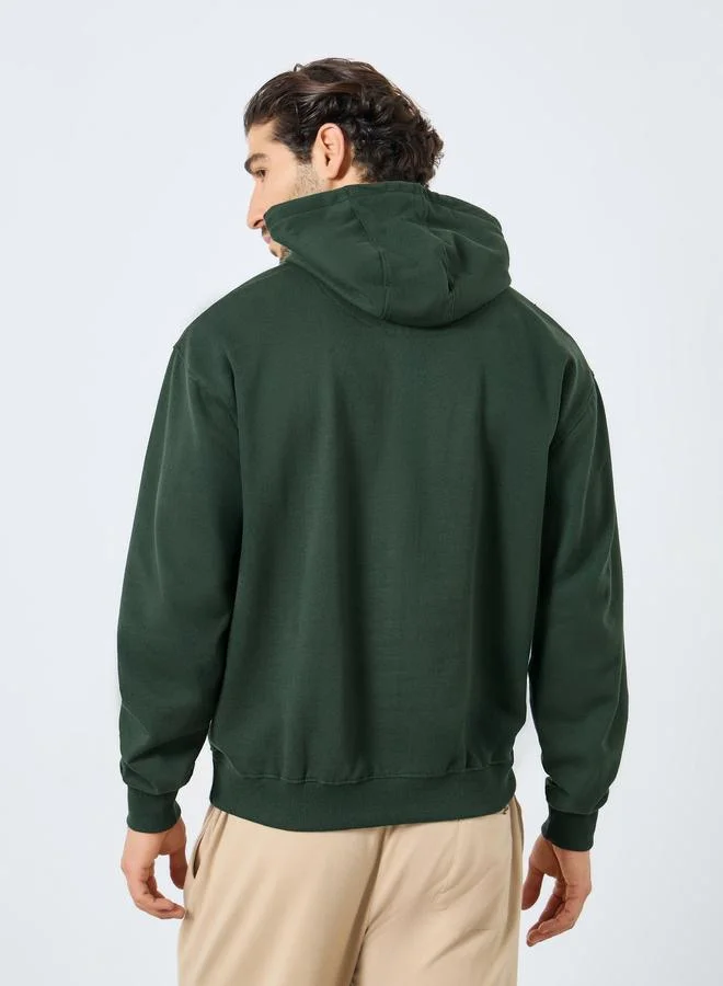 Styli  Men Green Graphic Print Relaxed Hoodie for Men | Best Price UAE