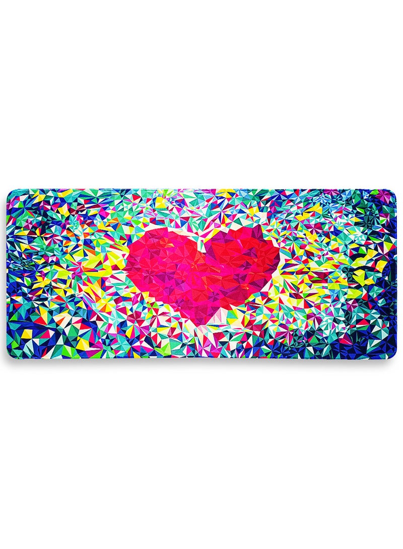 Large Mouse Pad , brighting colours heart Theme ( 70cmx30cmx2mm ), HD Printing Style Desk Mat, Mouse and Keyboard Pad Extended, Waterproof Fabric Surface Mouse Pads for Desk, Anti-Slip Rubber Base - Image 1