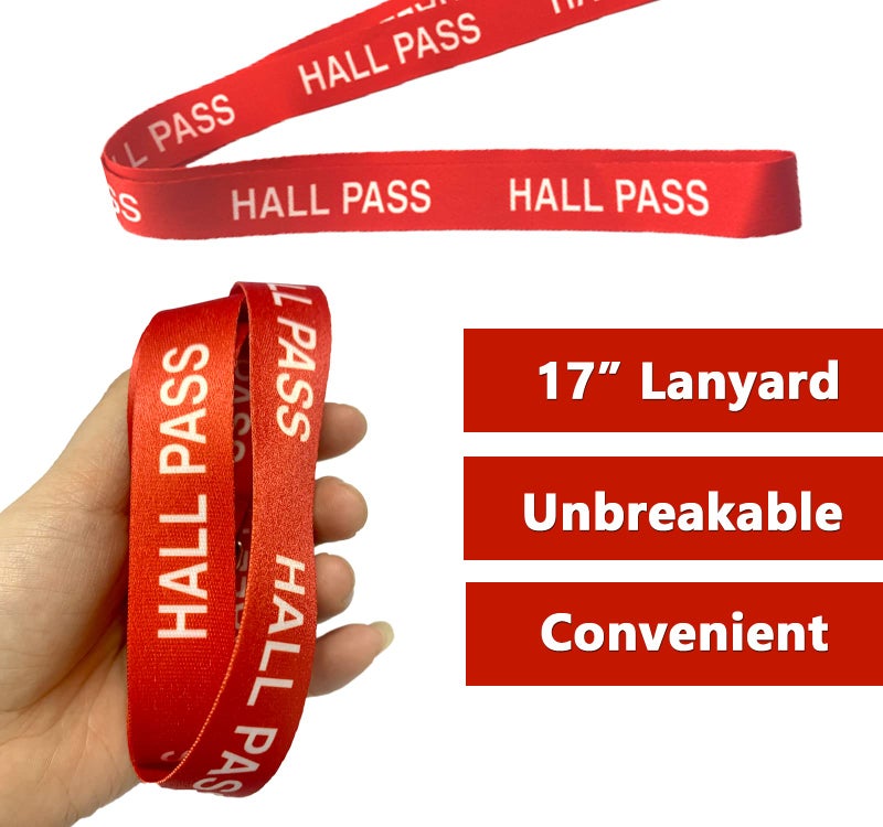 Bemaxy Hall Pass Lanyards with Large Card Passes, Unbreakable School Classroom 5 Inch Passes Set for Teacher Parents(Hall Bathroom Library Office & Nurse),5 Pcs(Hall) - Image 4